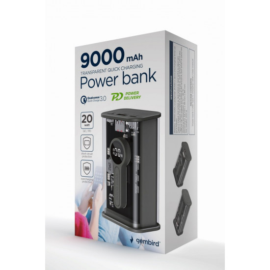 PowerBank Transparent 9000 mAh QC3.0 black