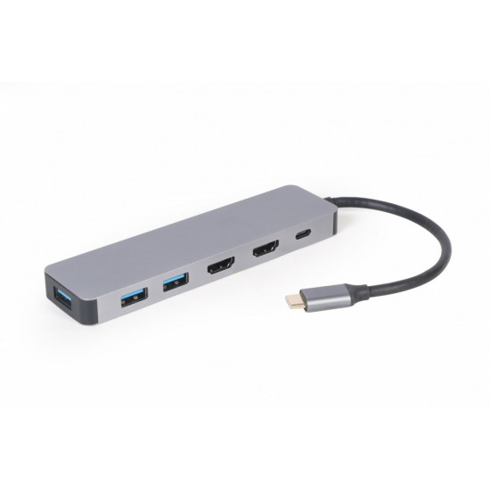 Adapter USB-C Hub USB-C PD HDMI x2 USB 3.0x3 