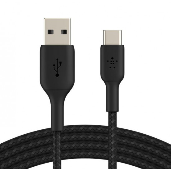 Cable Braided USB-C USB-A 1m Black