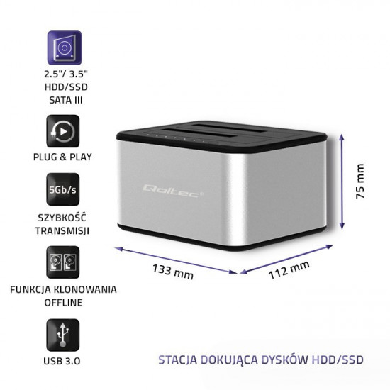 Docking station 2xHDD/SSD, USB 3.0