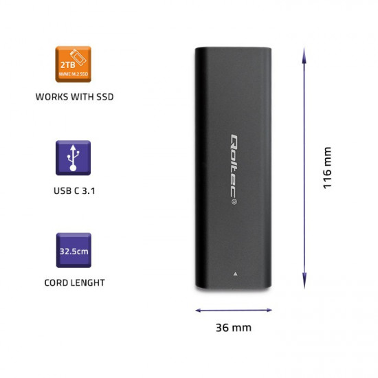 Enclosure for M2 SSD, NVME, USB type C