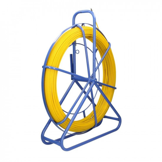 Pilot for pulling cables, fiberglass FRP, 8mm, 50m, yellow, without wheels