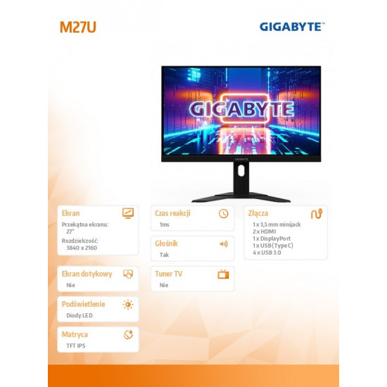 MONITOR GIGABYTE LED 27" M27U-EK 160Hz