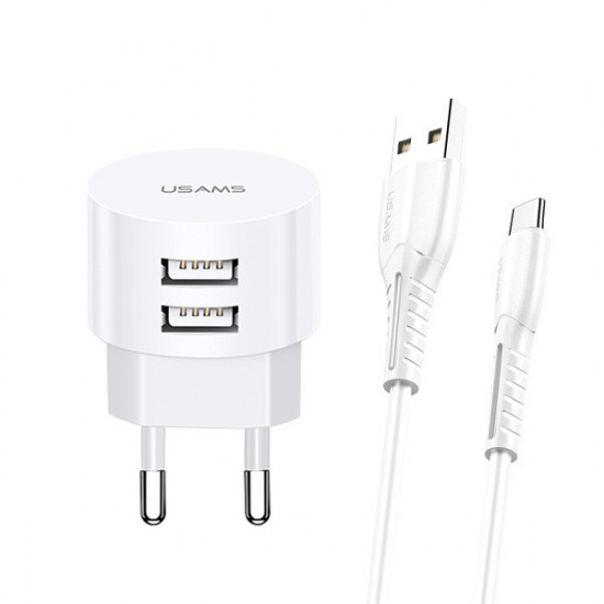 Charger t20 2XUSB 2,1A USB-C Kable Round