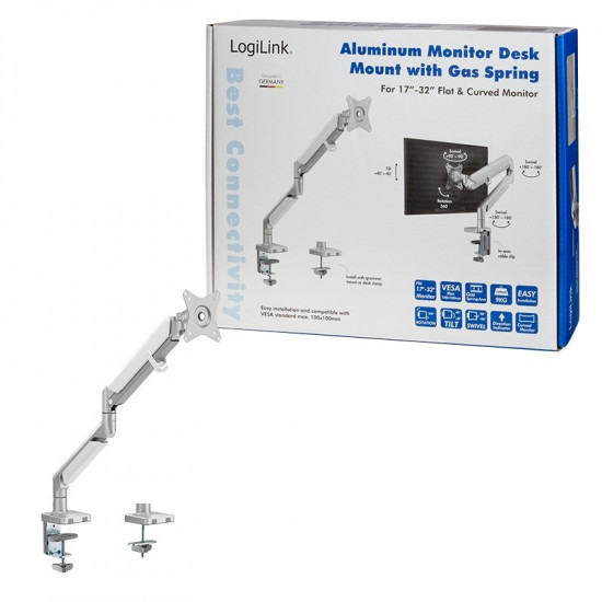 Monitor holder 17-32 inch aluminum, max 9kg.