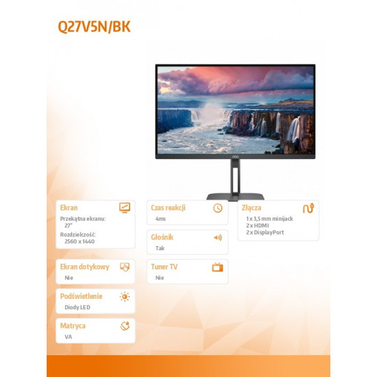 Monitor Q27V5N 27 inch VA HDMIx2 DPx2 Pivot