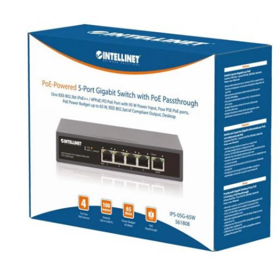 Switch Gigabit 5x PoE Passthrough poweredPoE lub ACz, 95W