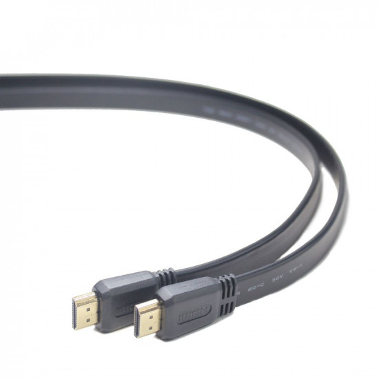 HDMI-HDMI cable v2.0 3D TV High Speed Ethernet 1M flat (golden ends)