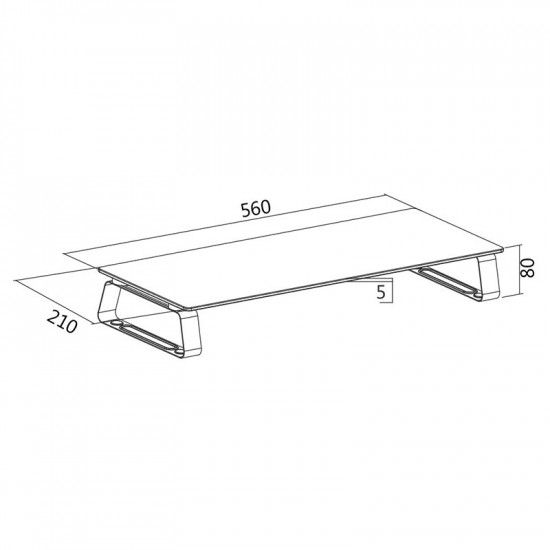 Glass tabetop monitor riser, max. 20kg