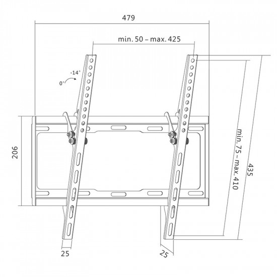 TV wall mount, tilt, 32-55' ,max. 35kg