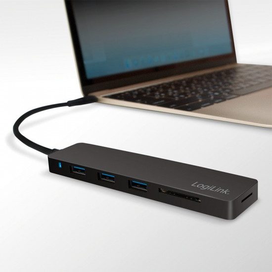 HUB ultra-slim USB-C 3-port with card reader