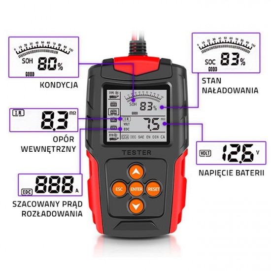 LCD digital battery tester,12V,24V,3-200Ah