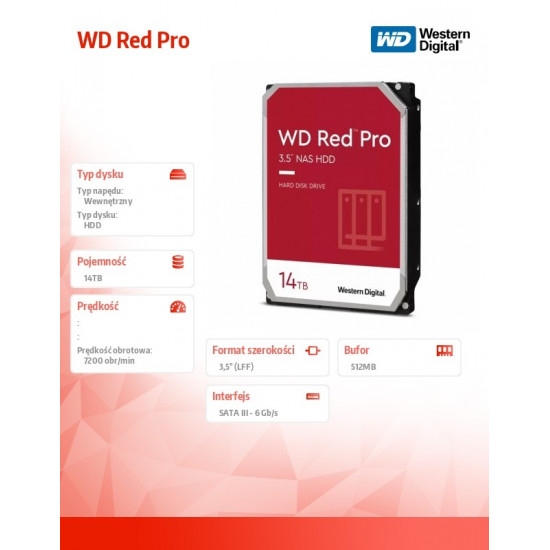 HDD WD Red Pro 14TB 3,5 512MB SATAIII/7200rpm