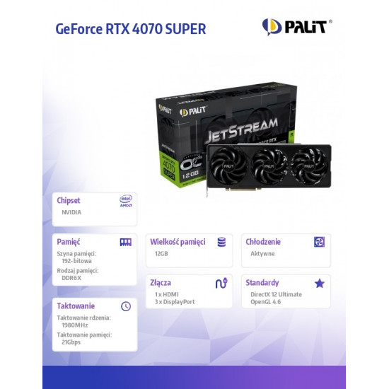 Graphics card GeForce RTX 4070 SUPER JETSTREAM OC 12GB GDDR6X 192bit 