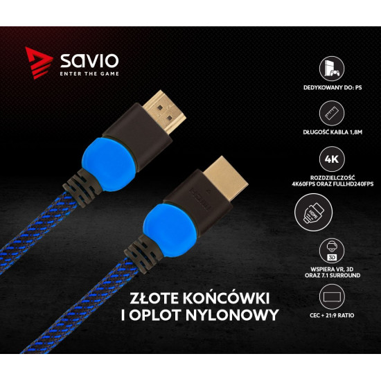 Cable HDMI GCL-02 1.8m, v2.0, braid blue