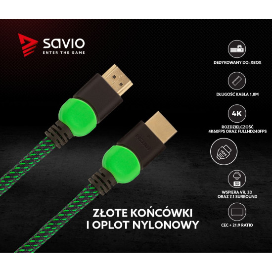 Cable HDMI GCL-03 1.8m, v2.0, braid green