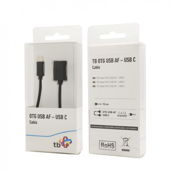 Cable OTG USB AF - USB C 15cm black