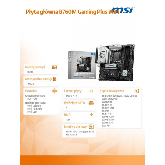 B760M GAMING PLUS WIFI s1700 4DDR5 DP/HDMI mAT