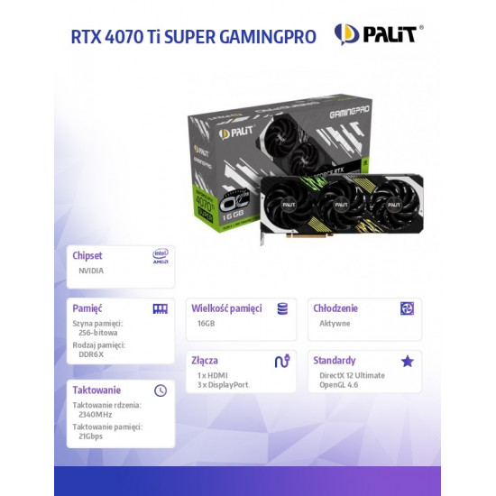 Karta graficzna RTX 4070 Ti SUPER GAMINGPRO 16GB GDDR6X 256bit