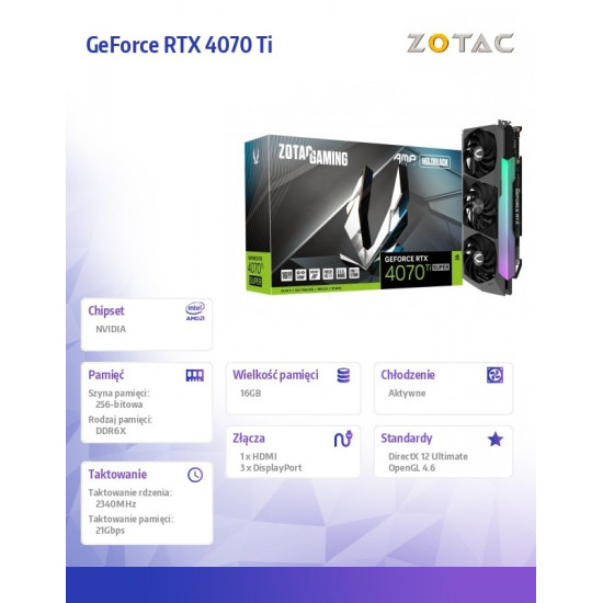 Graphic cards GeForce RTX 4070 Ti SUPER AMP HOLO 16GB GDDR6X 256bit