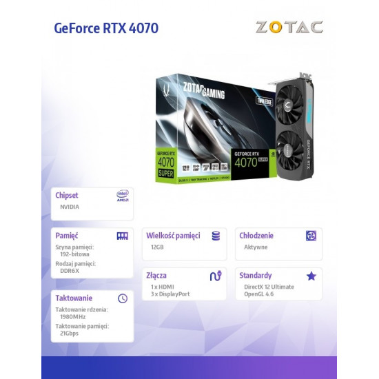 Graphics card GeForce RTX 4070 SUPER TWIN EDGE 12GB GDDRX6 192bit 3DP