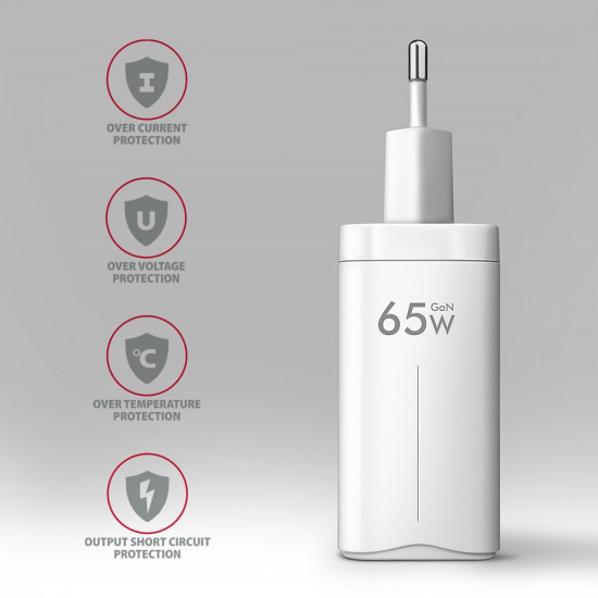 ACU-DPQ65W GaN 3xport wall charger 65W white