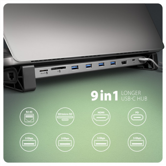 HMC-10HLS USB hub 10in1 5Gbps,4xUSB,HDMI,LAN,SD