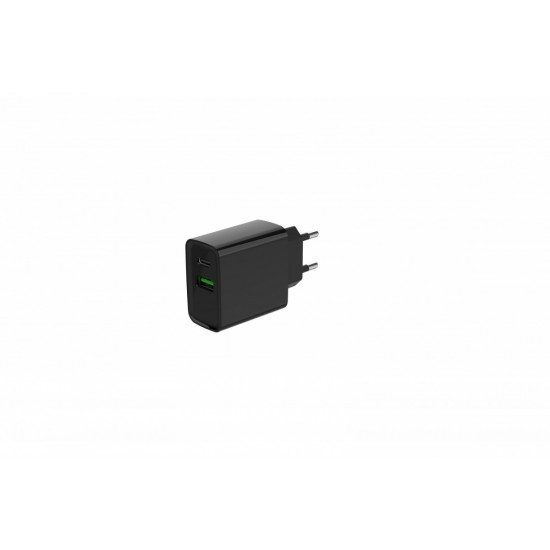 Power Delivery Charger USB-A USB-C 20W Black