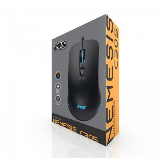 Wired gaming mouse Nemesis C305 3200 DPI 6P RGB LED black