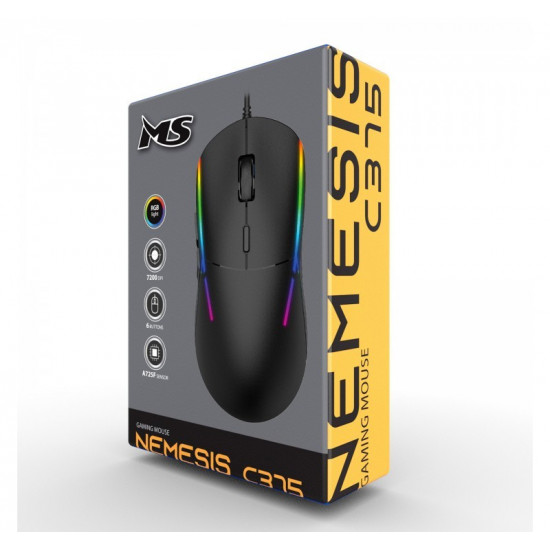 Wired gaming mouse Nemesis C375 7200 DPI RGB LED black