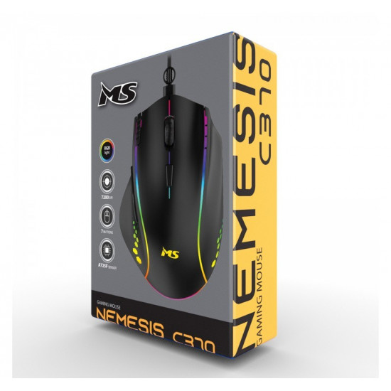 Wired gaming mouse Nemesis C370 7200 DPI 7P RGB LED black