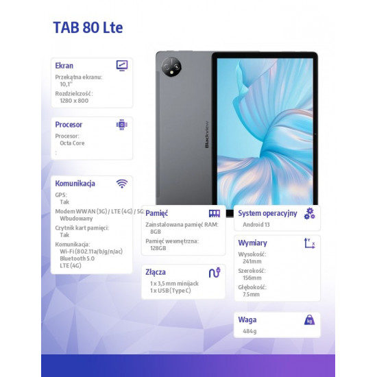 Tablet TAB 80 LTE 8/128 grey