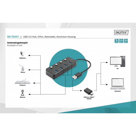 USB 3.0 Hub, 4-port DA-70247