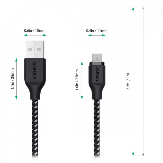 AUKEY CB-AM2 Nylon Quic k Charge micro USB-USB