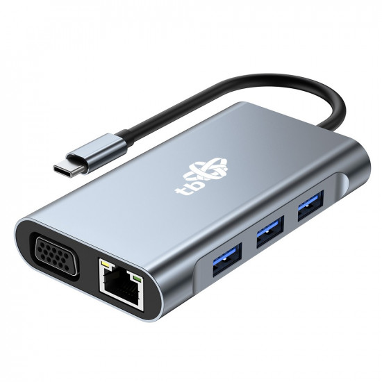 TB 8in1 Adapter USB C HDMI x2 USB VGA RJ45 PD