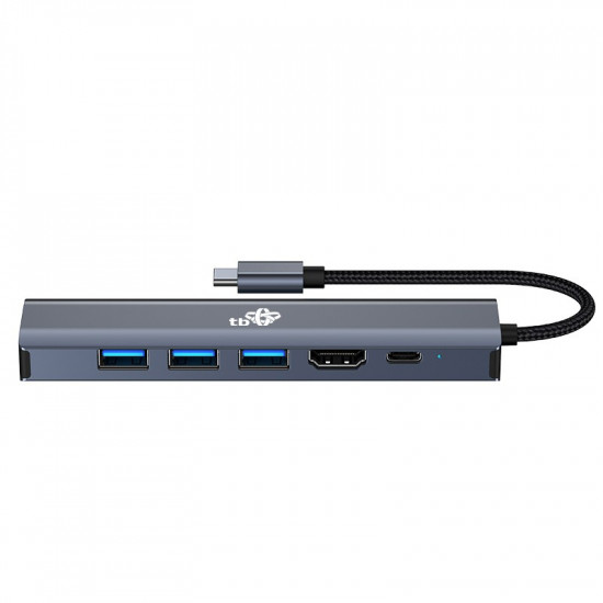 Adapter HUB USB C 6in1 - HDMI, USBx3, PD, RJ-45