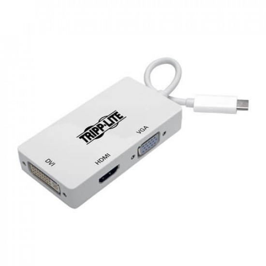 USB-C Multiport Adapter (M/3xF) - 4K HDMI, DVI, VGA, HDCP, White U444-06N-HDV4