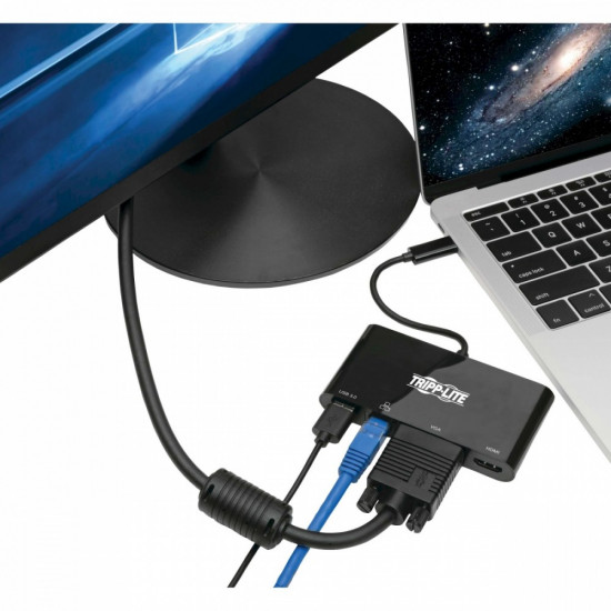 USB-C Multiport Adapter - 4K HDMI, VGA, USB-A, GbE, HDCP, Black U444-06N-HV4GU