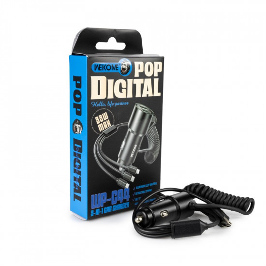 Car charger with built-in cable 3in1