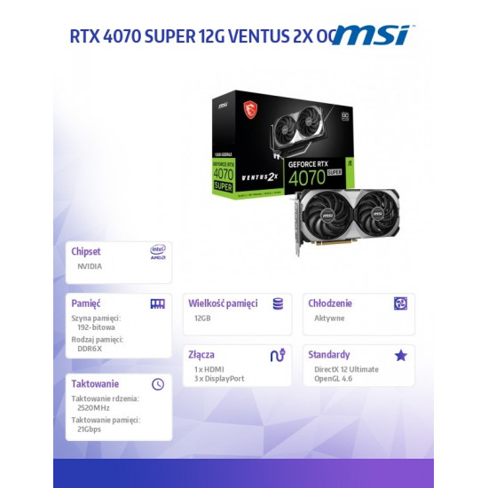 Graphics card RTX 4070 SUPER 12G VENTUS 2X OC GDDRX6 192bit