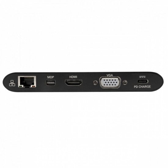 USB-C Dock, Dual Display - 4K HDMI / mDP, VGA, USB 3.2 Gen 1, USB-A/C Hub, GbE, Memory Card, 100W PD Charging