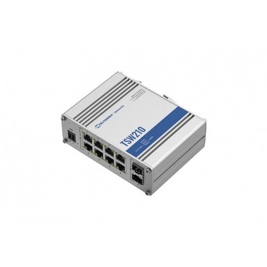 TSW210 Switch 2xSFP 8xPoE+ 8xGbE DIN RAIL Back Panel 