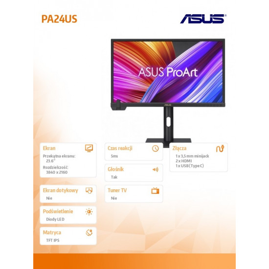 Monitor 24 cale PA24US /DP+HDMI+TYPEC