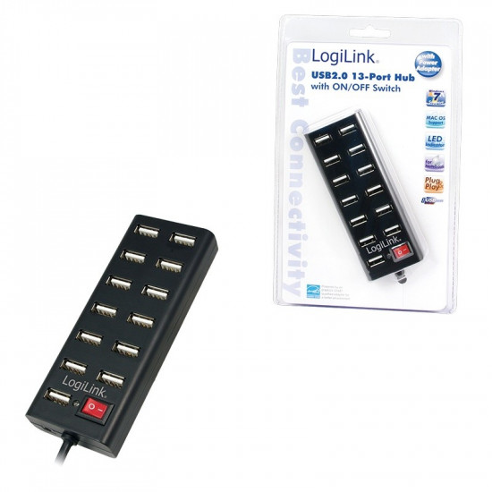 USB2.0 hub, 13-port with ON/OFF switch