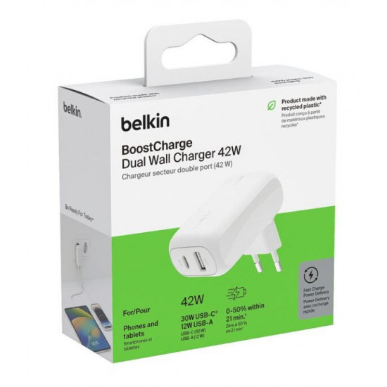 Charger BoostCharge 42W USB-C 3 0W USB-A 12W white