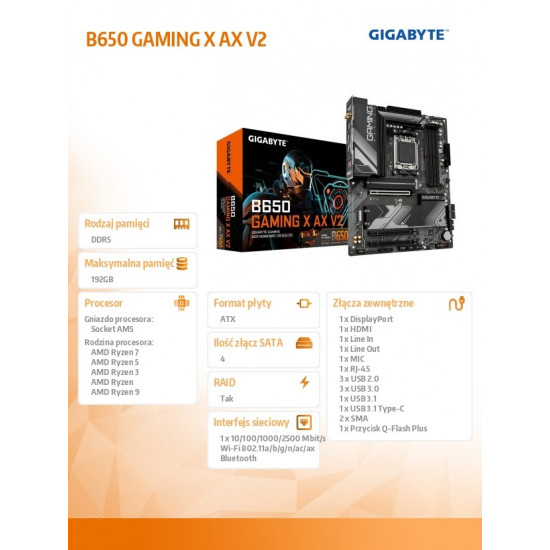 Motherboard B650 GAMING X AX V2 AM5 4DDR5 HDMI/DP M.2 ATX