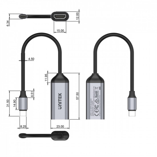 Adaoter USB-C - HDMI 2.0 4K 60Hz M/f V1420A