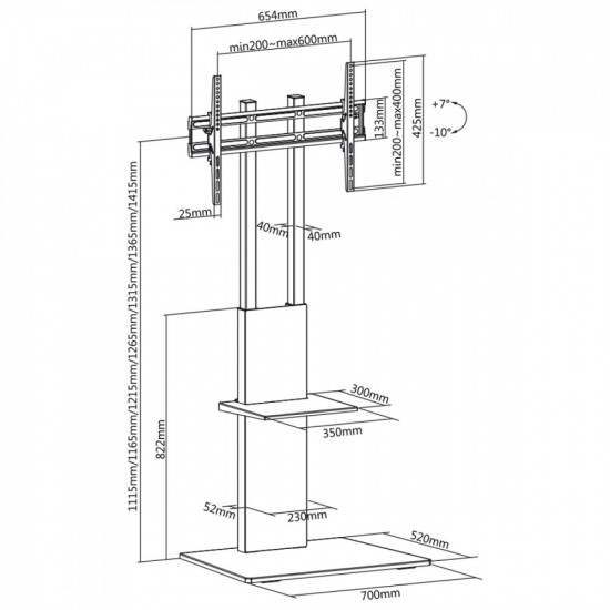 Slim TV Floor Stand Wit h Shelf MC-865