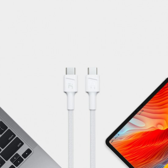 Kabel PowerStream USB-C do USB-C 2m, PD 60W, QC 3.0, bia y