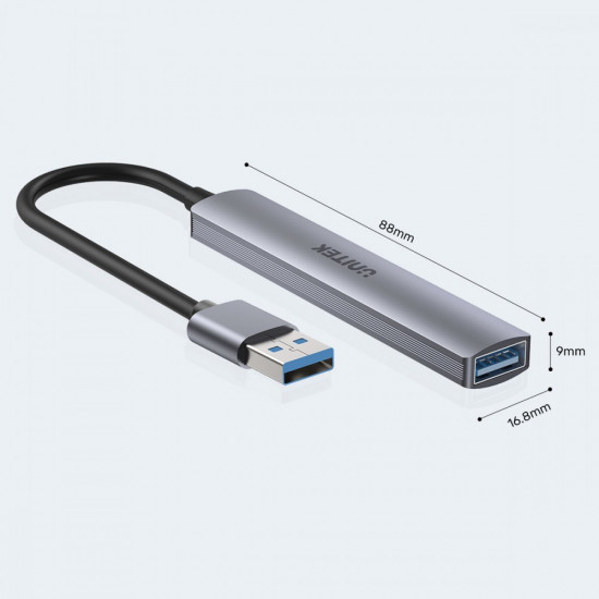 HUB USB-A 3x USB-A 2.0 1x USB-A 5 Gbps Alu